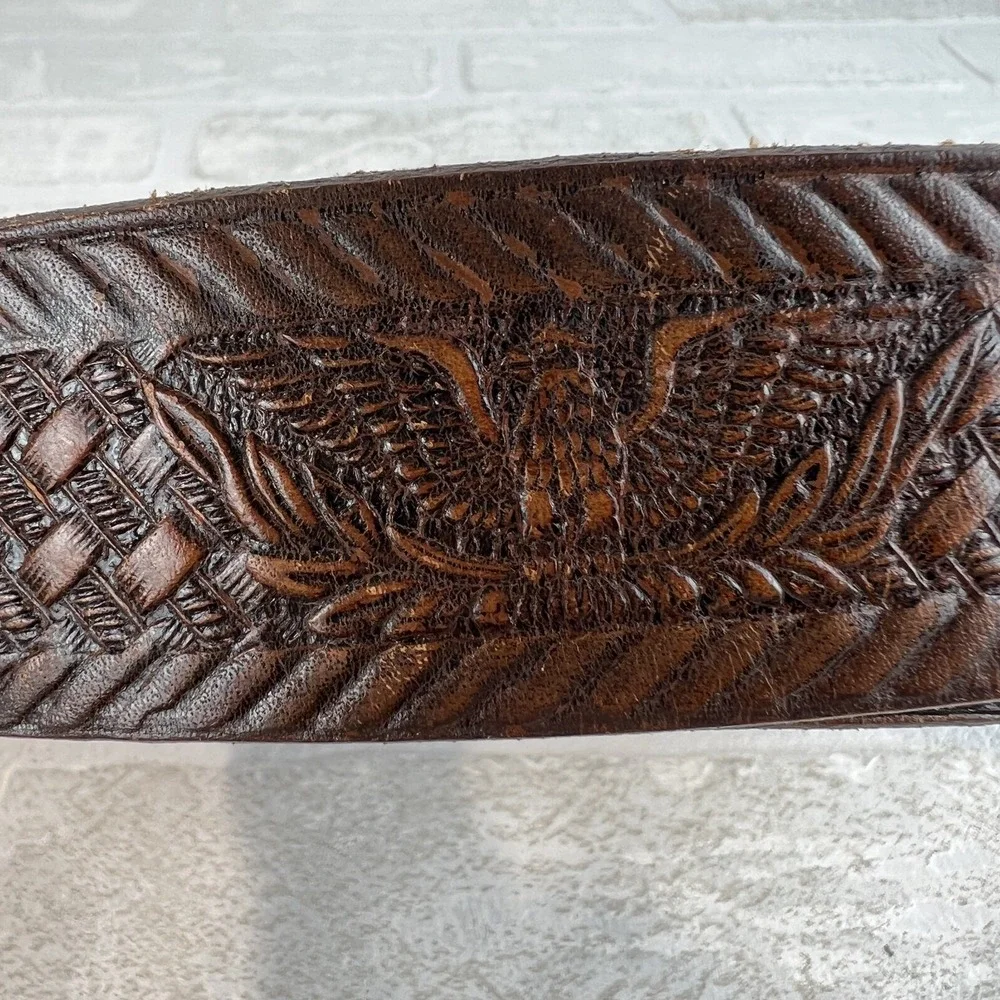 Vintage‎ Brushy Creek Belt Mens 40 Tooled Leather Eagle Western Cowboy USA 90s